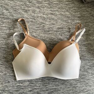 Elegant White and Tan Bra Set